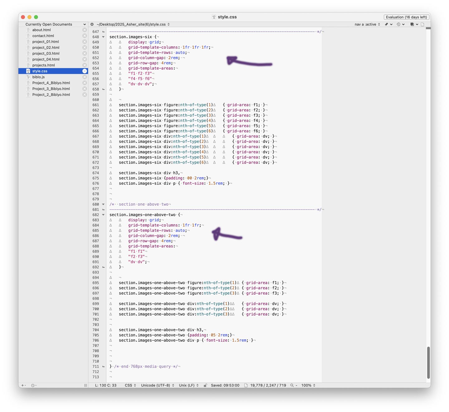 Changes on my site in CSS for image placement.